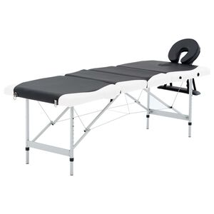 vidaXL Hopf&auml;llbar massageb&auml;nk 4 sektioner aluminium svart och vit