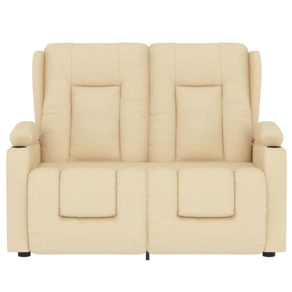 vidaXL Massagefåtölj med kopphållare 2-sits gräddvit tyg