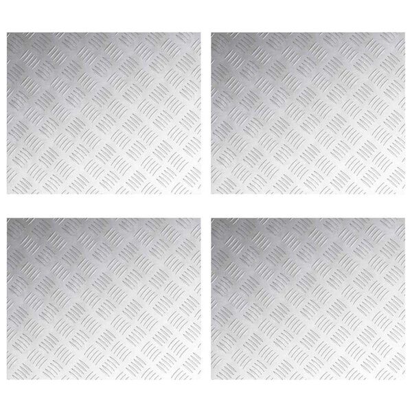 vidaXL Trappsteg Rektangul&auml;r 4 pcs Silver 60 x 50 cm Aluminium