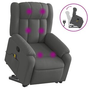 vidaXL Massagef&aring;t&ouml;lj med uppresningshj&auml;lp m&ouml;rkgr&aring; tyg