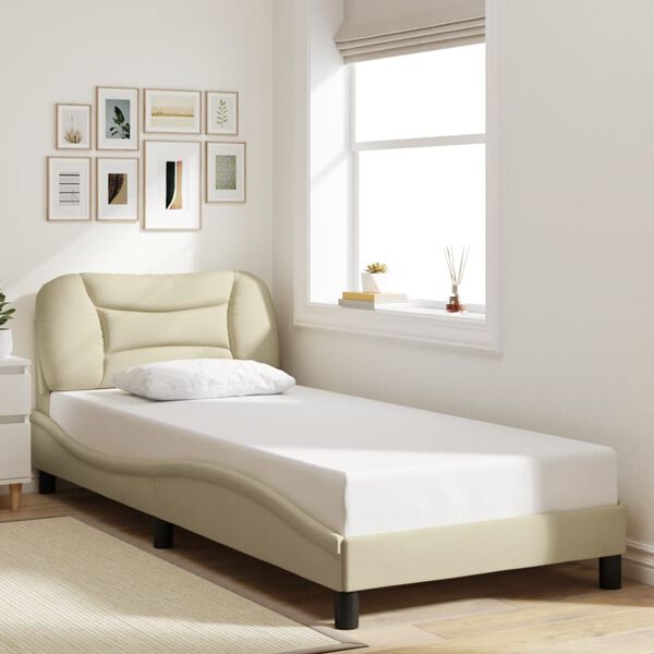vidaXL Bed Frame without Mattress "Hvar" Cream 90x190 cm Fabric
