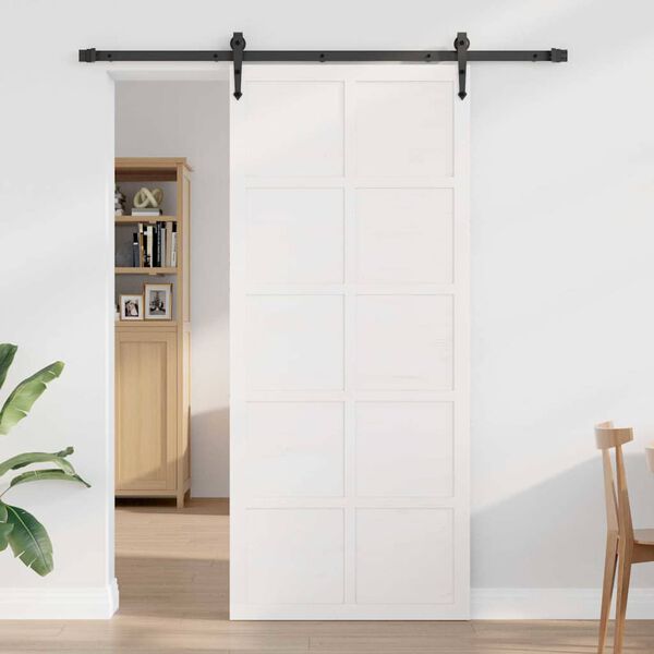 vidaXL Ladug&aring;rdsd&ouml;rr Vit 100 x 2,5 x 208 cm Massiv furu