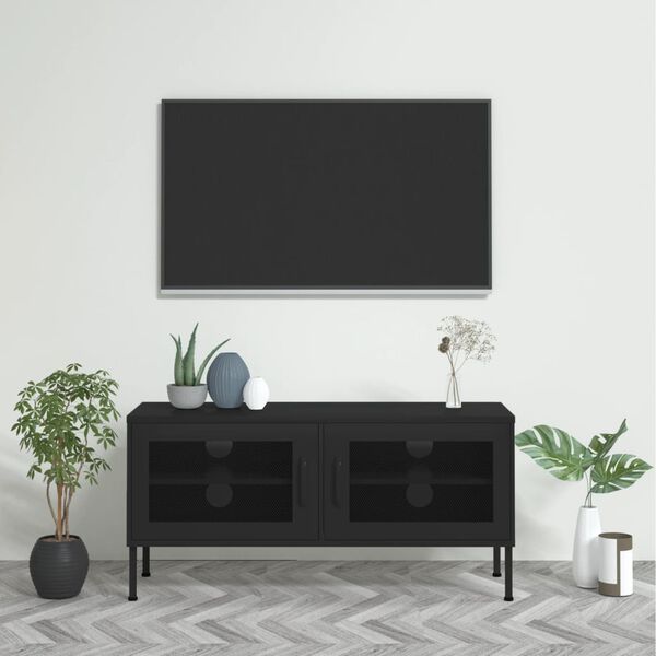 vidaXL Tv-b&auml;nk svart 105x35x50 cm st&aring;l