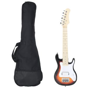 vidaXL Elgitarr f&ouml;r barn med v&auml;ska brun&vit 3/4 30"