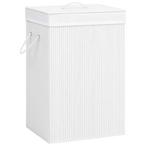 vidaXL Tv&auml;ttkorg bambu med 2 sektioner vit 72 L