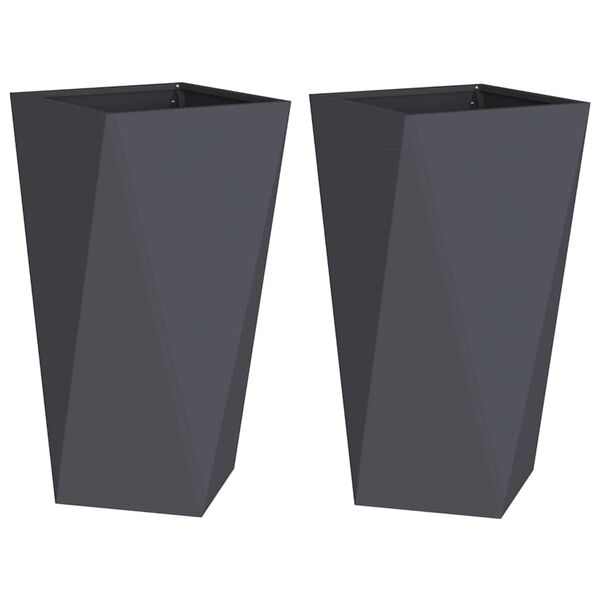 vidaXL Planteringsk&auml;rl 2 pcs Antracit 40 x 40 x 75 cm St&aring;l