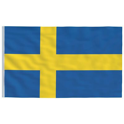 vidaXL Sveriges flagga med flaggstång 6,23 m aluminium