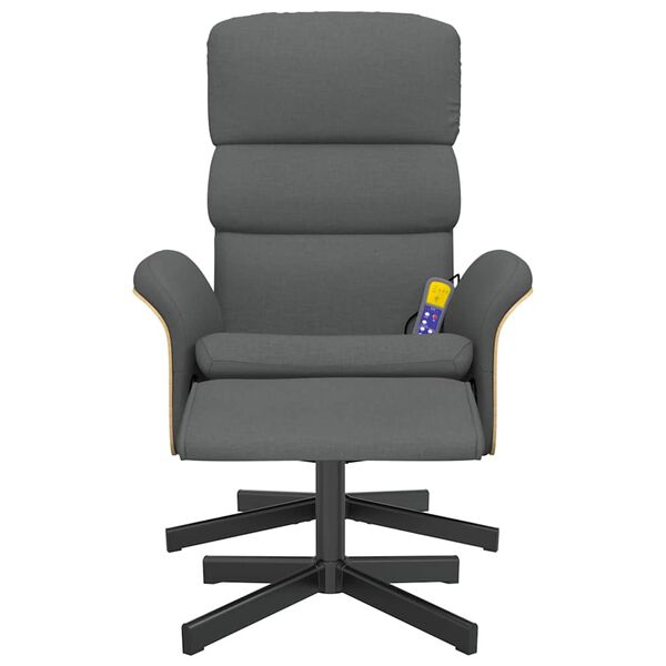 vidaXL Massagef&aring;t&ouml;lj med fotpall m&ouml;rkgr&aring; tyg