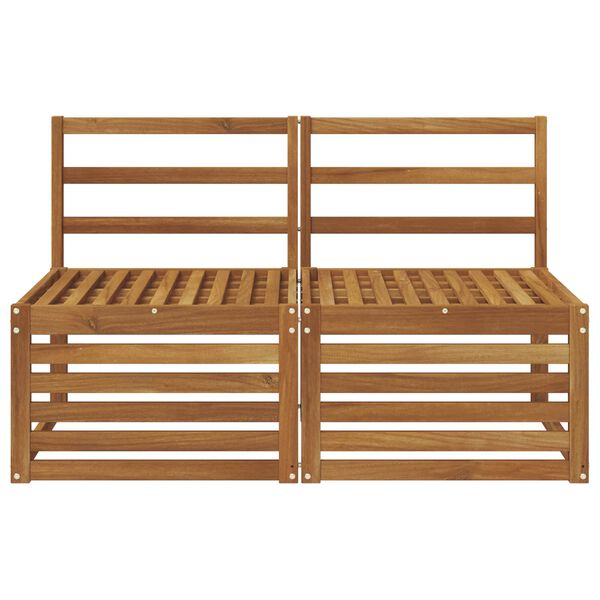 vidaXL 2 Stycke Utomhus Mellansoffa Massivt Akaciatr&auml; Naturf&auml;rg