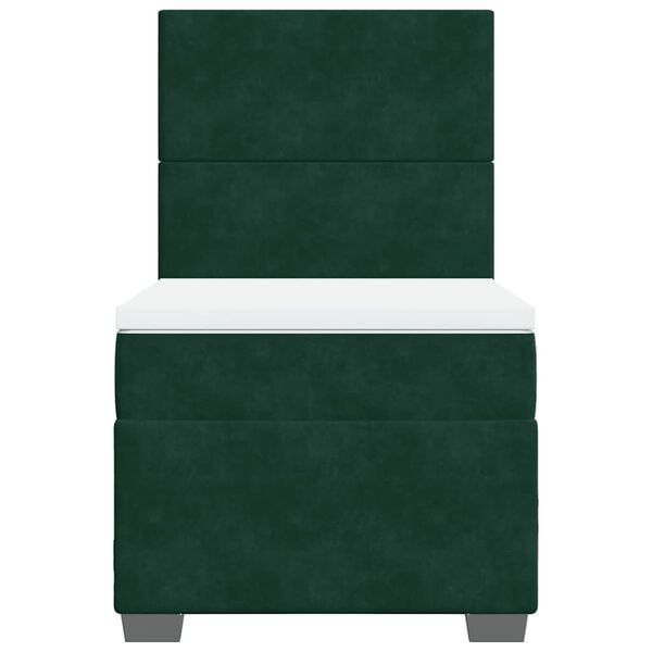 vidaXL Rams&auml;ng med madrass m&ouml;rkgr&ouml;n 90x190 cm sammet