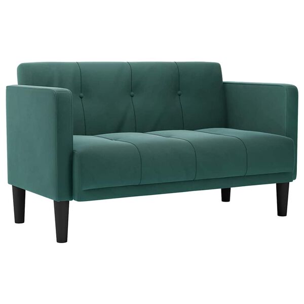 vidaXL Loveseat soffa mörkgrön 111 cm sammet