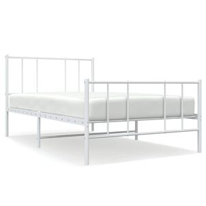vidaXL S&auml;ngram med huvudgavel och fotgavel vit metall 75x190 cm