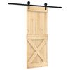 vidaXL Skjutd&ouml;rr Naturlig och svart 80 x 210 cm Massiv furutr&auml;d&ouml;rr