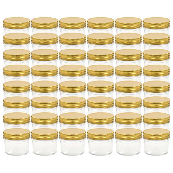 vidaXL Syltburkar i glas med guldf&auml;rgade lock 48 st 110 ml