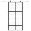 vidaXL Skjutd&ouml;rr med beslag svart 102x205 cm ESG-glas