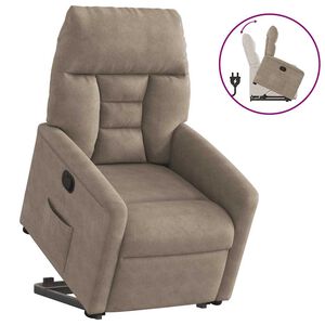 vidaXL Reclinerf&aring;t&ouml;lj med uppresningshj&auml;lp taupe mikrofibertyg