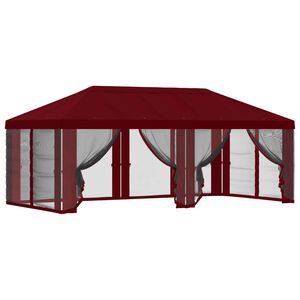 vidaXL Gazebo-tak med sidov&auml;ggar Vinr&ouml;d 600,5 x 300,5 cm Polyester