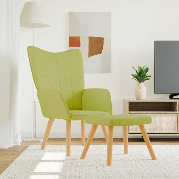 vidaXL Vilstol med fotpall gr&ouml;n tyg