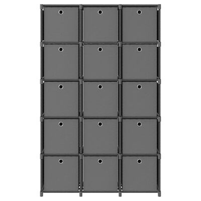 vidaXL Hylla med 15 kuber med lådor grå 103x30x175,5 cm tyg