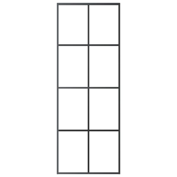 vidaXL Skjutdörr aluminium med ESG-glas 76x205 cm svart