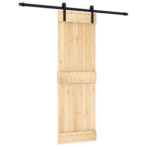 vidaXL Skjutd&ouml;rr Naturlig och svart 70 x 210 cm Massiv furutr&auml;d&ouml;rr