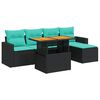 vidaXL Loungegrupp med dynor 6 delar svart konstrotting