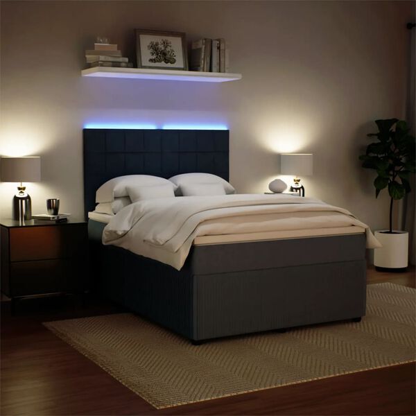 vidaXL Rams&auml;ng med madrass m&ouml;rkgr&aring; 140x200 cm sammet