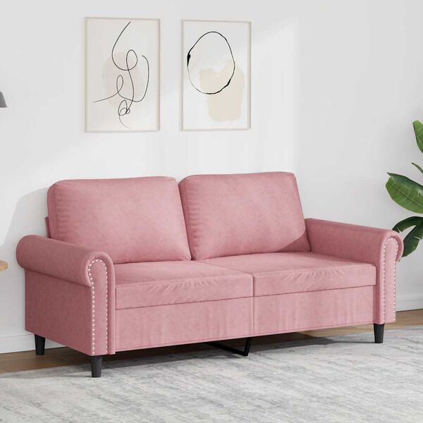 vidaXL Soffa 2-sits rosa 140 cm sammet