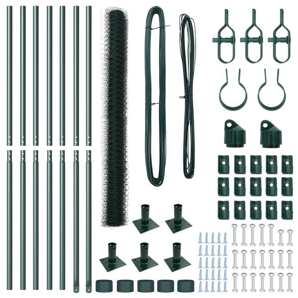 vidaXL St&auml;ngselstolpe Gr&ouml;n 10 x 1,4 m (36 mm maskor) St&aring;l och PVC