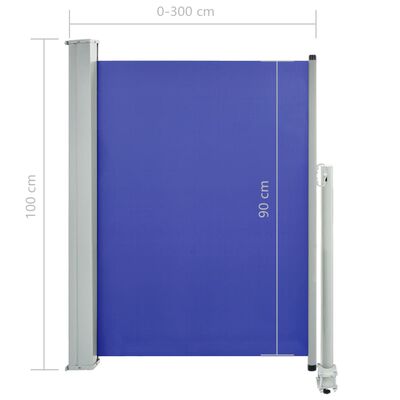 vidaXL Infällbar sidomarkis 100x300 cm blå