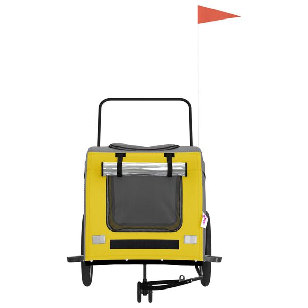 vidaXL Cykelvagn för djur gul och grå oxfordtyg och järn