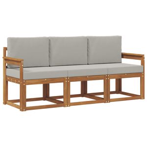 vidaXL Utomhussoffset med kudde 3 pcs Naturlig och Ljus Gr&aring;