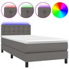 vidaXL Rams&auml;ng med madrass & LED gr&aring; 80x200 cm konstl&auml;der