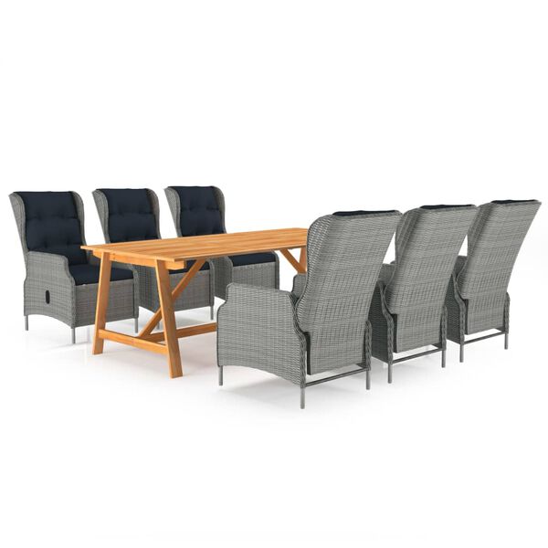 vidaXL Matgrupp f&ouml;r tr&auml;dg&aring;rden 7 delar ljusgr&aring;