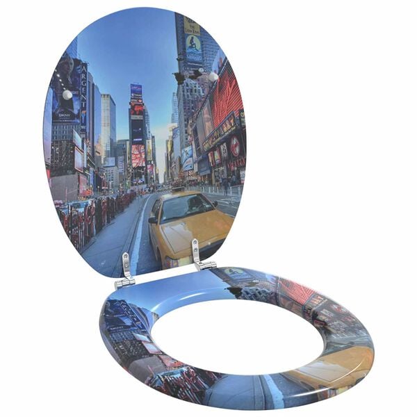 vidaXL Toalettsitsar med lock 2 st MDF New York