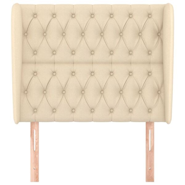 vidaXL S&auml;nggavel med kanter gr&auml;ddvit 103x23x118/128 cm tyg