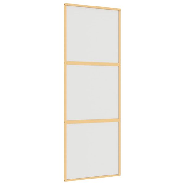 vidaXL Skjutdörr guld 76x205 cm frostat ESG-glas och aluminium