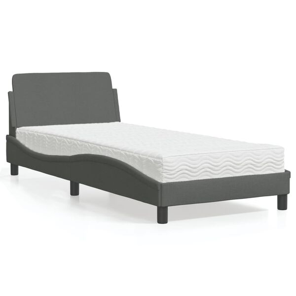 vidaXL Bed with Mattress "Dover" Dark Grey 90x190 cm Fabric