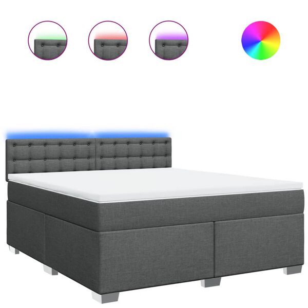 vidaXL Rams&auml;ng med madrass m&ouml;rkgr&aring; 180x200 cm tyg