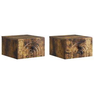 vidaXL V&auml;ggmonterat S&auml;ngbord med l&aring;da 2 pcs R&ouml;kt ek 33 x 34,5 x 20 cm