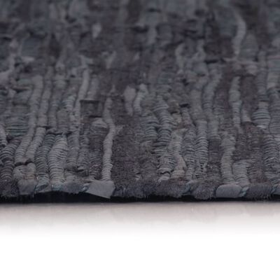 vidaXL Handvävd matta Chindi läder 120x170 cm grå