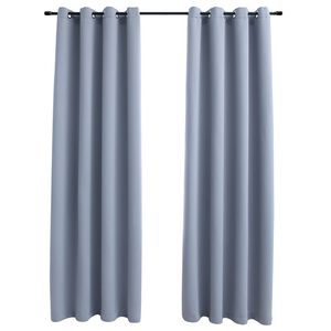 vidaXL M&ouml;rkl&auml;ggningsgardiner med metallringar 2 st gr&aring; 140x225 cm