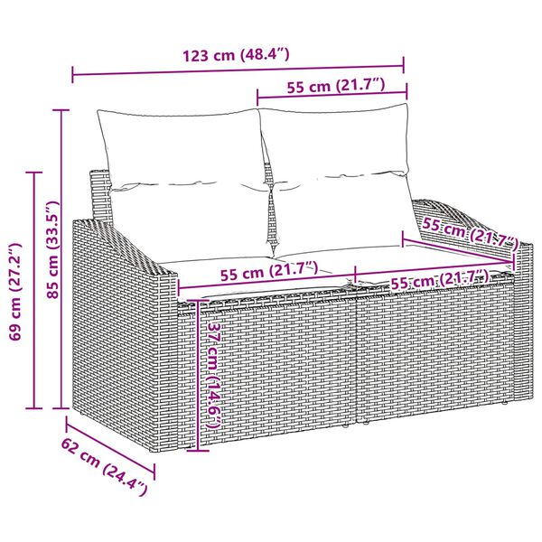 vidaXL Tr&auml;dg&aring;rdsoffset med lagring Beige och gr&auml;ddf&auml;rgad konstrotting