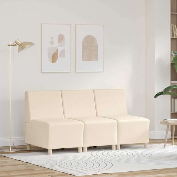 vidaXL Modulsofa utan armstöd 3 pcs Kräm 55 x 74 x 82 cm Kordread tyg