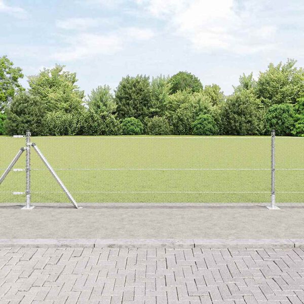 vidaXL St&auml;ngselstolpe Silver 25 x 0,6 m (13 mm n&auml;t) St&aring;l