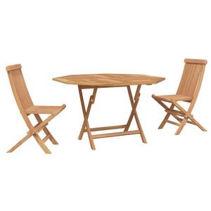 vidaXL Tr&auml;dg&aring;rds Bistro Set 3 st Naturf&auml;rg Massivt teaktr&auml;