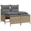vidaXL Soffgrupp f&ouml;r tr&auml;dg&aring;rd med dynor 4 delar beige konstrotting