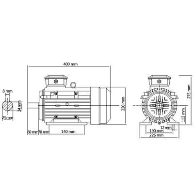 vidaXL 3-fas elektrisk motor aluminium 4kW/5,5HK 2-polig 2840 RPM