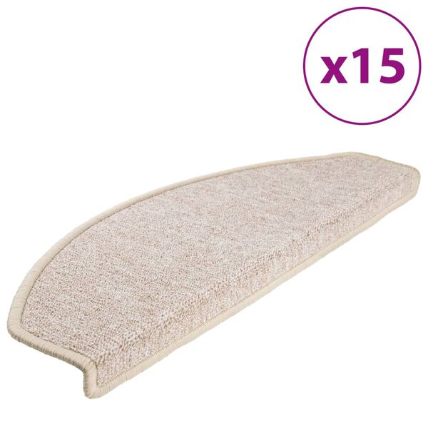 vidaXL Trappmattor 15 st 65x24x4 cm Taupe halvrunda stora
