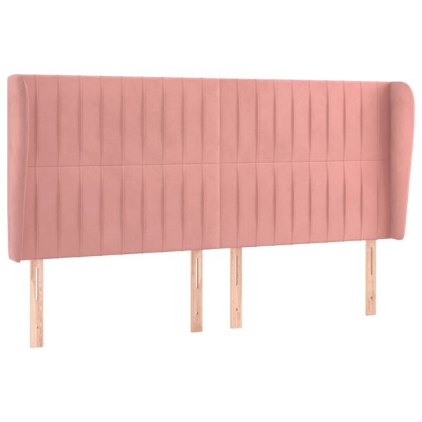 vidaXL S&auml;nggavel med kanter rosa 163x23x118/128 cm sammet
